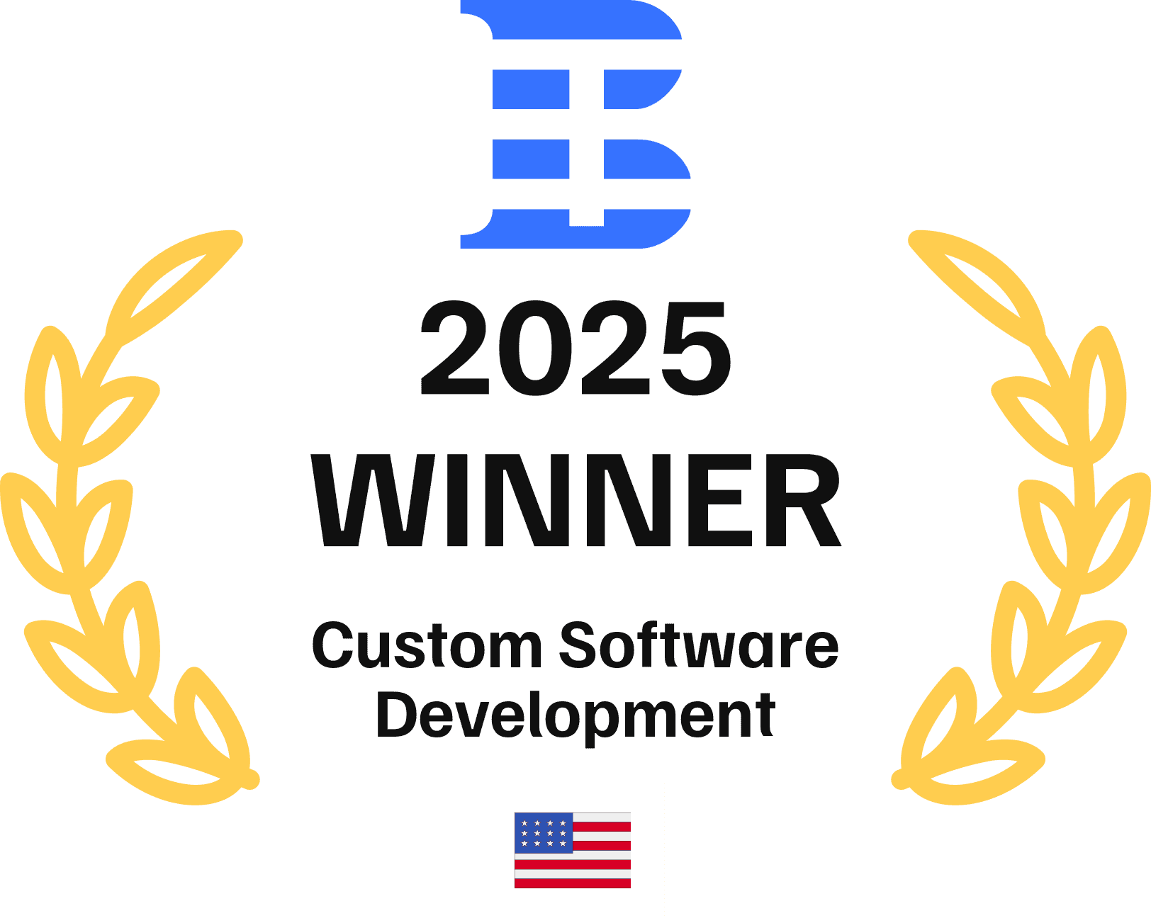 Custom Software Development Winner 2025 - Black Text certificate
